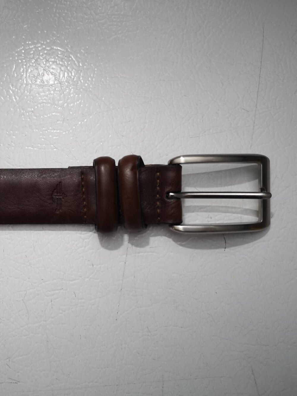 Dockers' Men's Size 44 Dark Brown Genuine Leather Belt w/ Metal Buckle